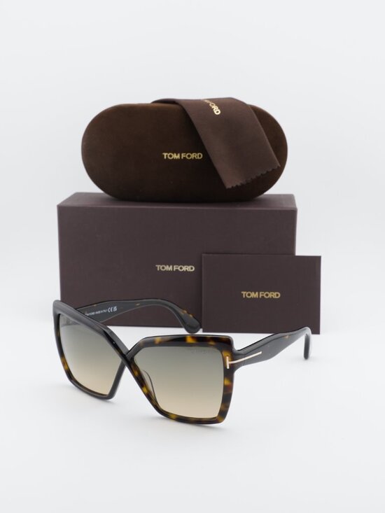 Tom Ford Fiore FT1195 52B Cat Eye Sunglasses – Dark Havana/Smoke Gradient main image 4